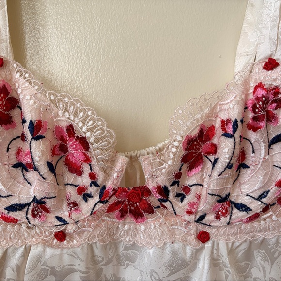For Love And Lemons ALTERED Chemise with Red and Pink Embroidery - Picture 2 of 10